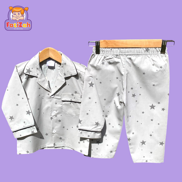Cotton Night Suit (Grey Stars)
