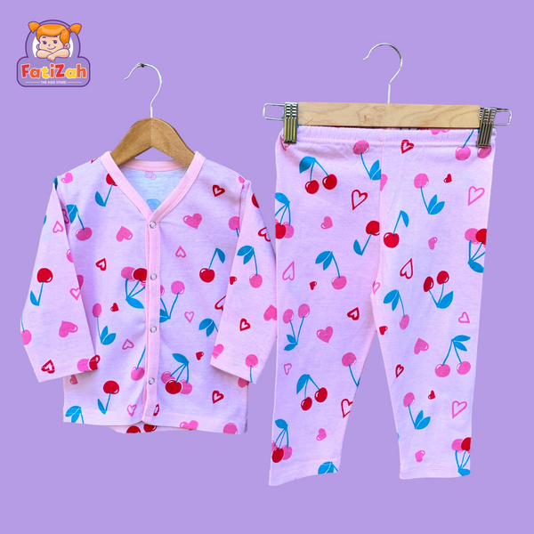 Kids Summer Cotton Night Suits Unisex (Pink Love Cherry)