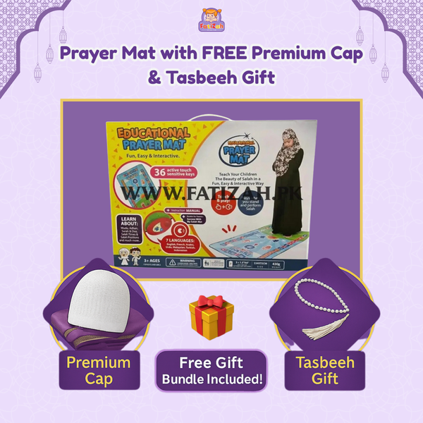 Digital Kids Prayer Mat with FREE Premium Cap & Tasbeeh Gift 🎁