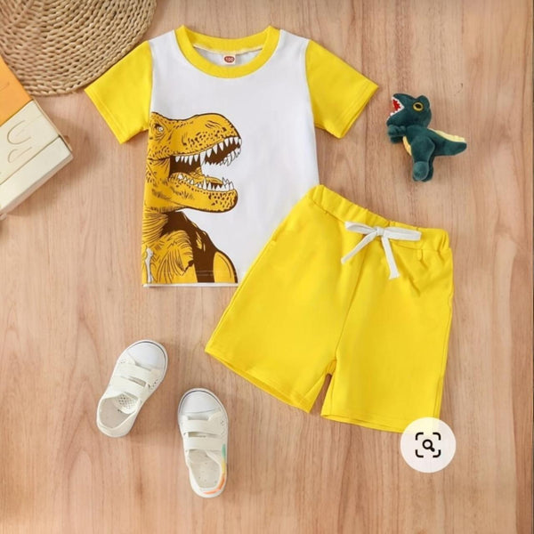 Yellow Hi-Dino Short Set