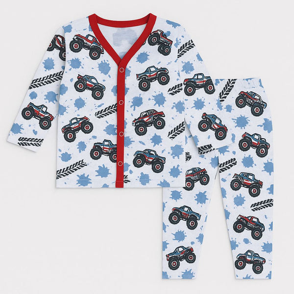 Kids Summer Night Suits Unisex (White Truck)