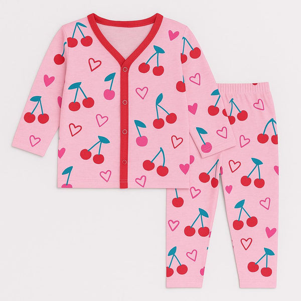 Kids Summer Night Suits Unisex (Pink Love Cherry)