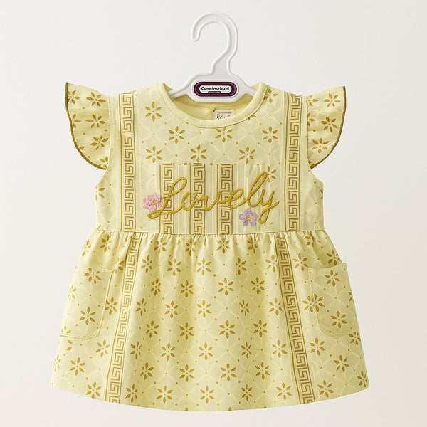 Light Yellow Floral Baby Girl Frok