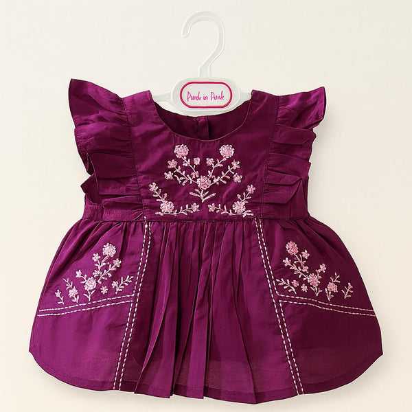 Maroon Blossom Baby Girl Frok