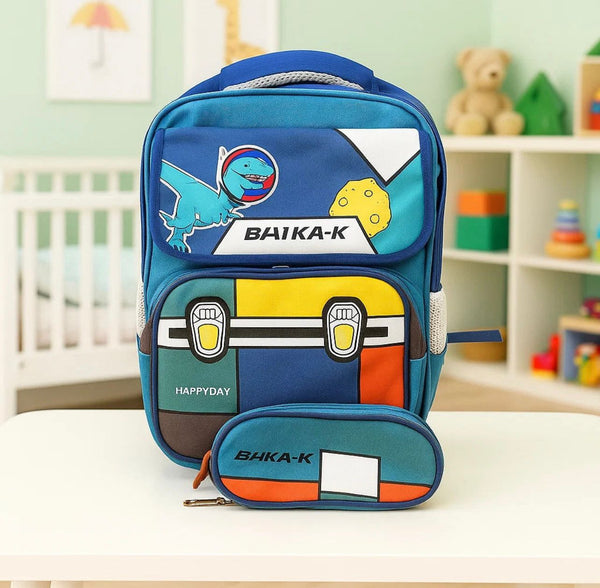 Premium Dino Navy School Bag (15 inches)