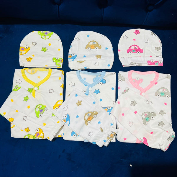 Pack of 3 New Born Cap & Suit Set