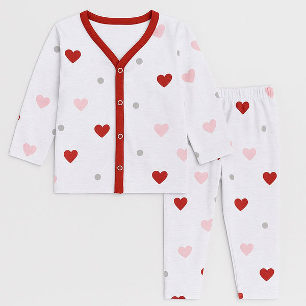 Kids Summer Cotton Night Suits Unisex (Red Heart)