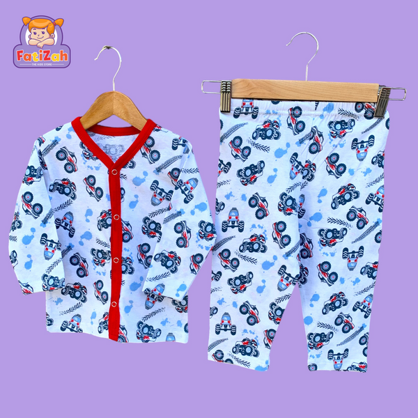 Kids Summer Cotton Night Suits Unisex (White Truck)