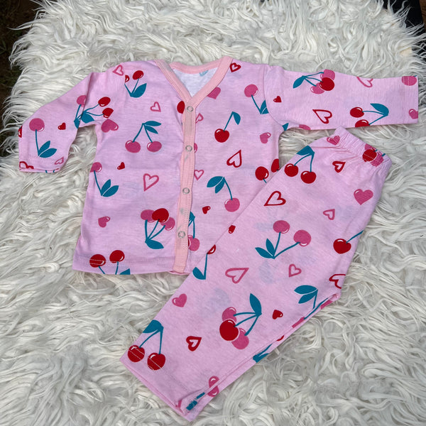 Kids Summer Night Suits Unisex (Pink Love Cherry)