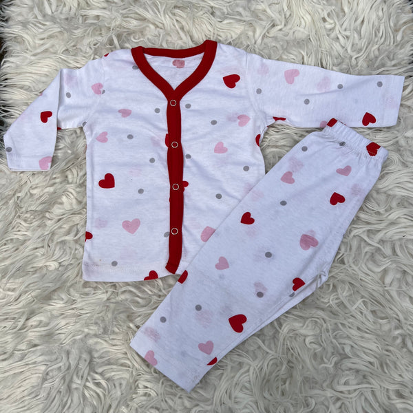 Kids Summer Night Suits Unisex (Red Heart)