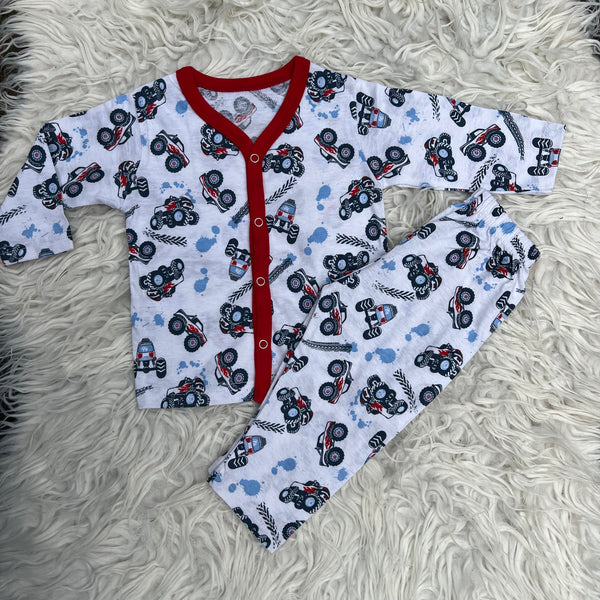 Kids Summer Night Suits Unisex (White Truck)